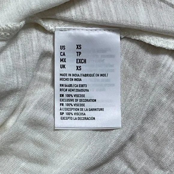 American Eagle NWT Embroidered Long-Sleeve Tunic Women's Cream XS Tasseled Boho - Picture 6 of 6